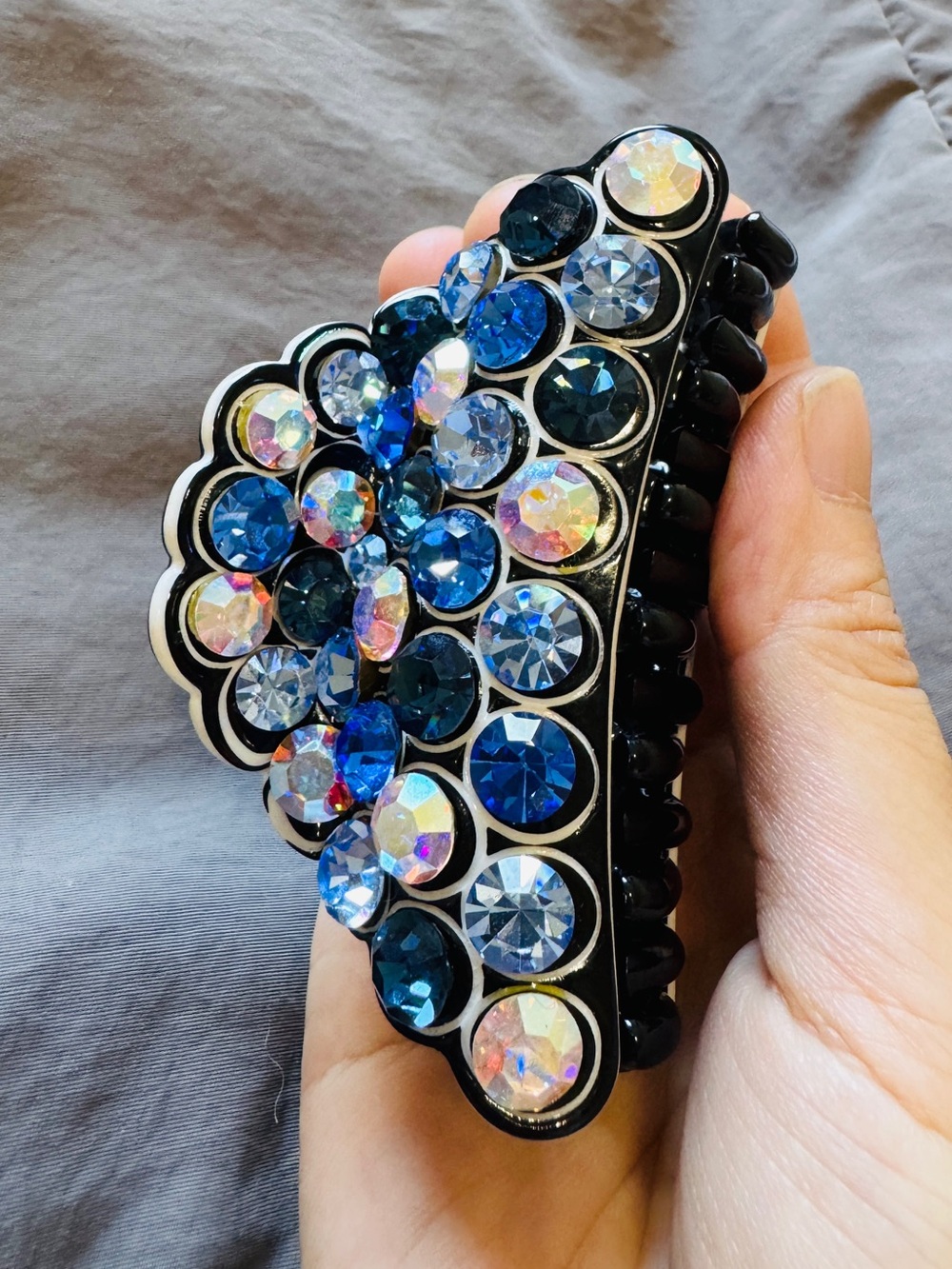 Sparkling Blue Crystal Hair Claw Clip - good quality